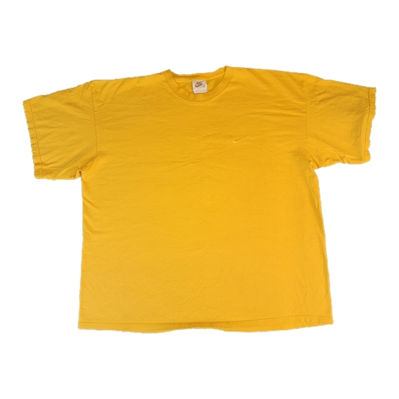 Nike Other - Vintage Nike Small Check Embroidered Swoosh T-shirt Size XXL Yellow 90s VTG.